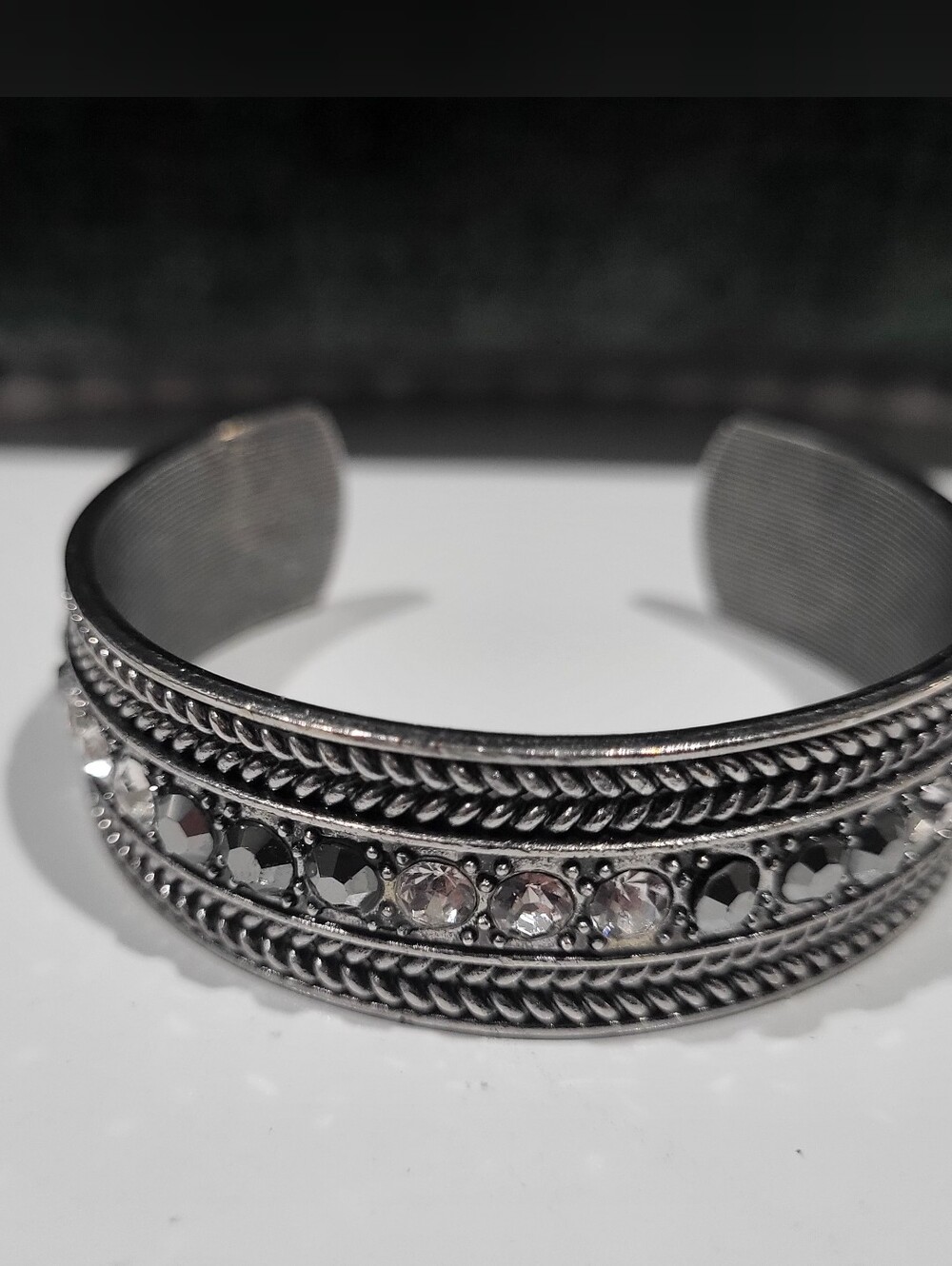 Silver-Tone Crystal Accent Cuff Bracelet - Women's Jewelry